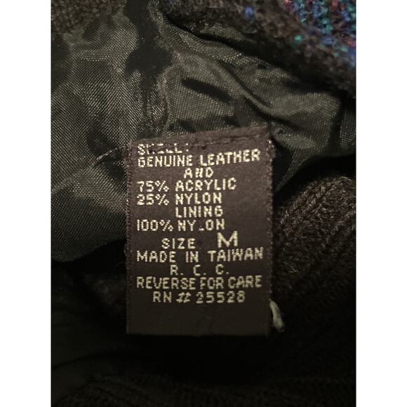 GUC Saxony Men's Blue/Black Cardigan Sweater Leather Elbows and Trim Size Medium - Picture 4 of 6